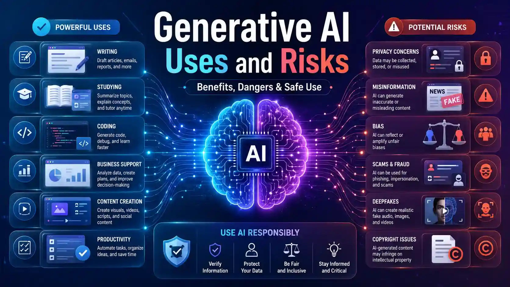 Generative AI Uses and Risks: 11 Real-Life Lessons for Beginners