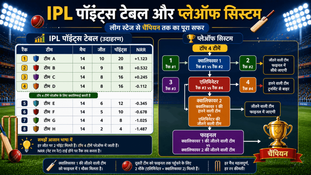 IPL teams and playoffs points table NRR qualifier eliminator final chart