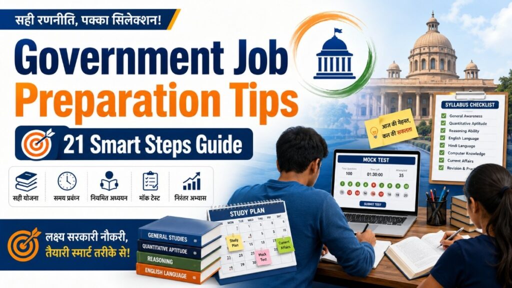 Government Job Preparation Tips guide with aspirants books syllabus mock test calendar and study roadmap