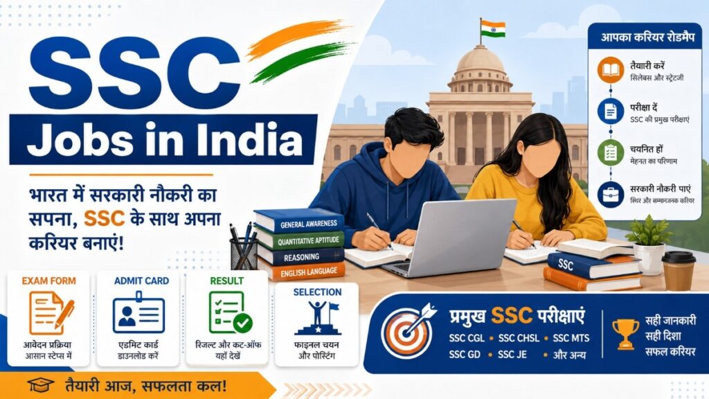 SSC Jobs in India guide with aspirants, exam form, admit card, result checklist and government career roadmap