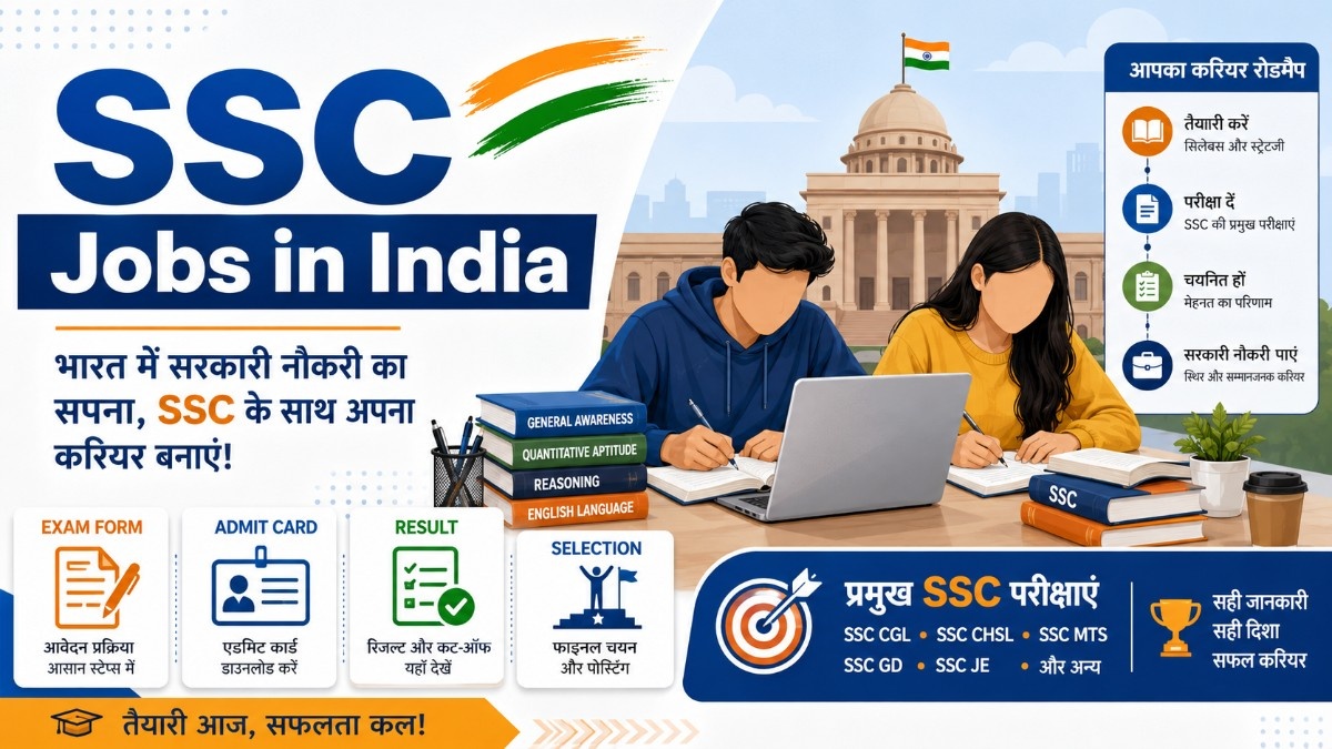 SSC Jobs in India guide with aspirants, exam form, admit card, result checklist and government career roadmap