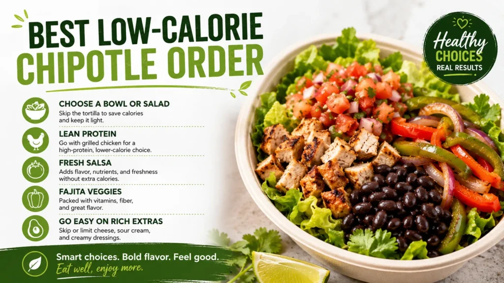 Chipotle calories by menu format comparison showing burrito bowl, salad, burrito, and tacos with official calorie ranges