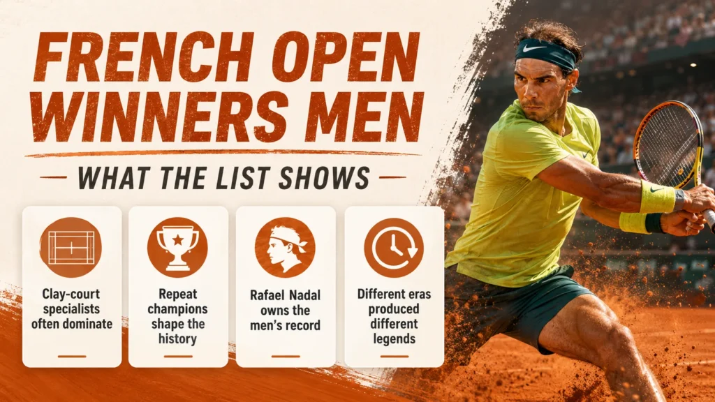 French Open winners men what the list shows clay court insights