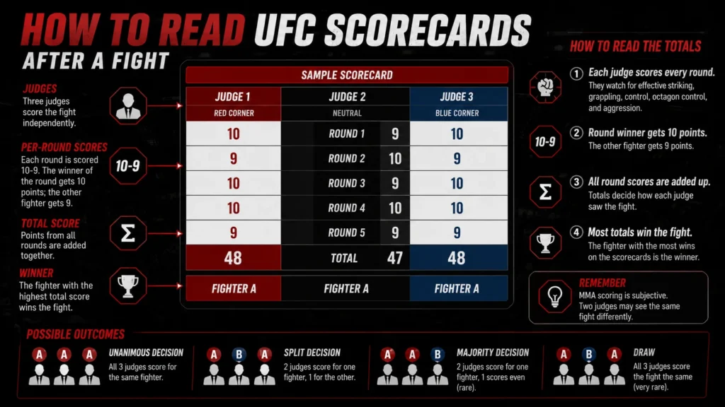 How to read UFC scorecards after a fight