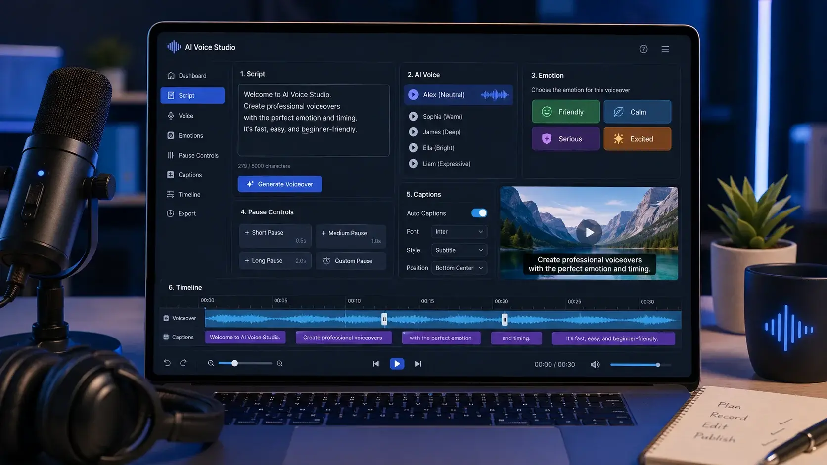 ElevenLabs free alternative - Microsoft Clipchamp AI Voiceover