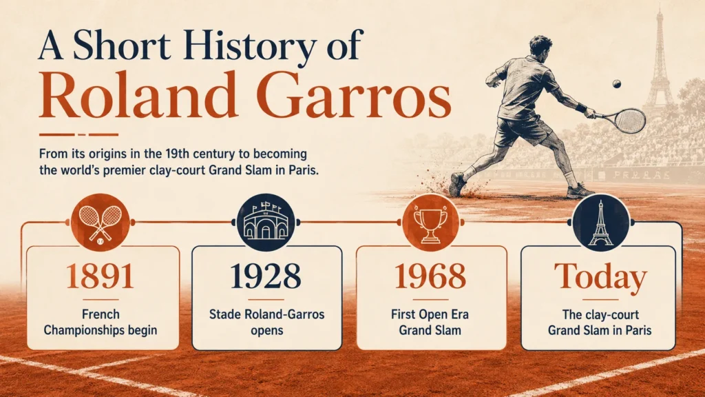 Roland Garros history timeline with key milestones