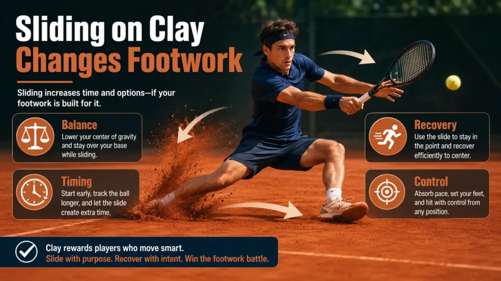Sliding on clay changes the footwork battle