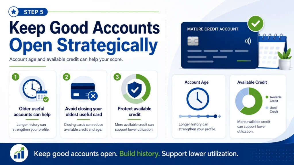 Step 5 keep good accounts open strategically