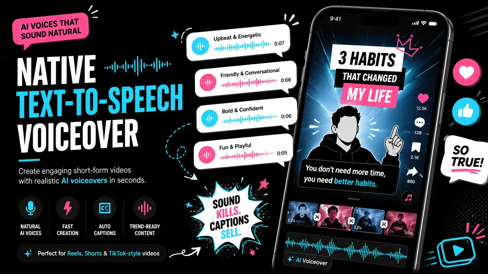 Best free AI voice generator for faceless YouTube Shorts - TikTok Text-to-Speech