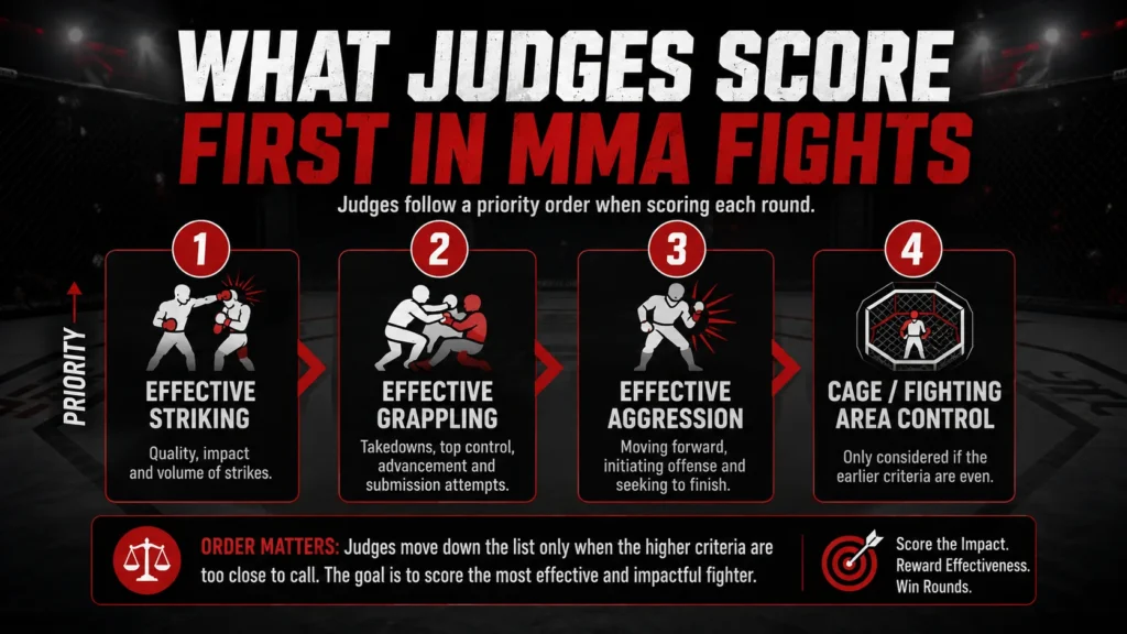 What judges score first in MMA fights