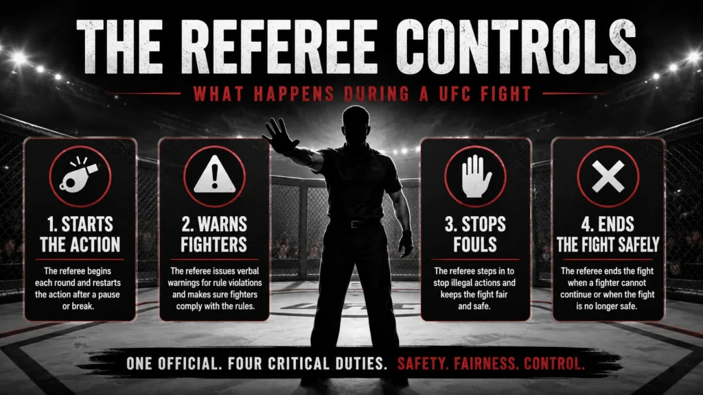What the referee controls during a UFC fight