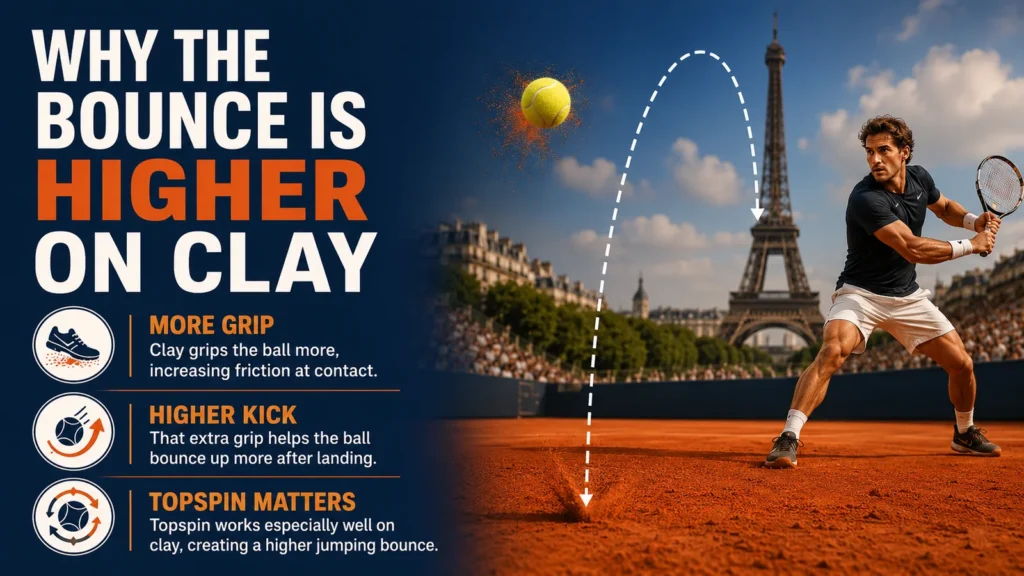 Why the bounce is higher on clay
