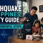 Earthquake Philippines safety guide featured image showing a family preparing an emergency kit at home.