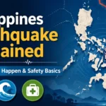 Philippines earthquake explained featured image with map, tectonic graphics, safety basics, and tsunami awareness