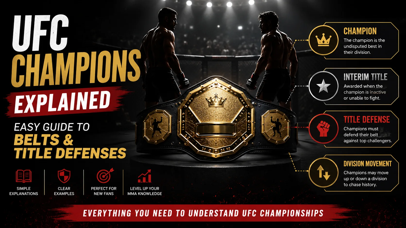 UFC champions explained featured image with belt and title defense guide